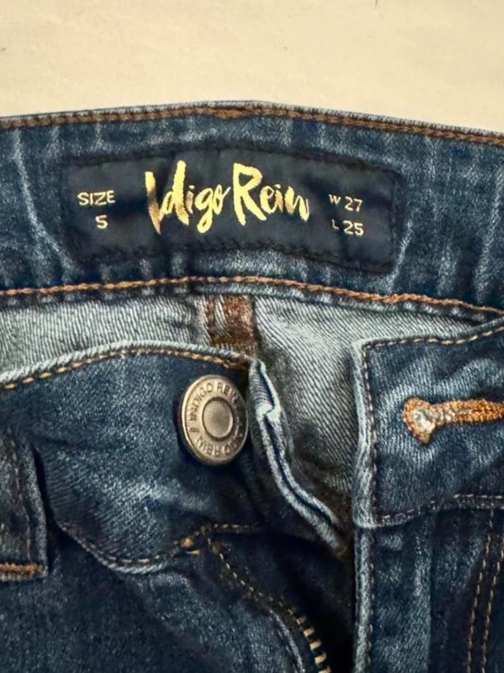 Indigo Rein Women's Distressed Dark Blue Skinny Jeans